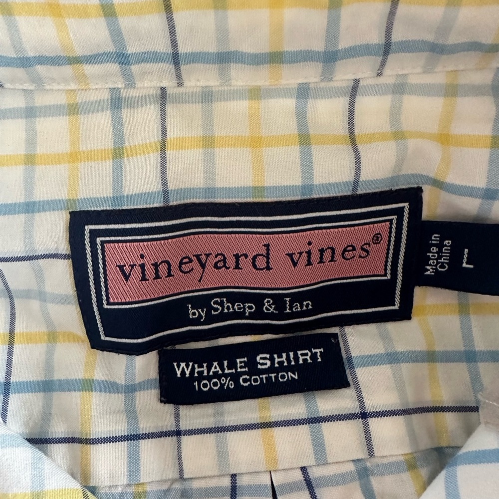Boys large (16) whale button down shirt by vineyard vines